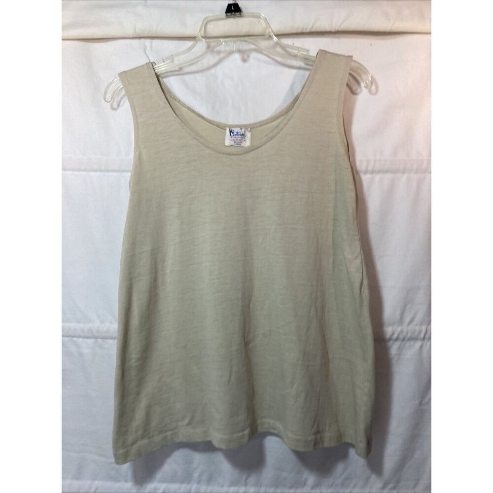 Vintage 60s Contoure International Quality Mills Basic Tank Top Beige Size Large